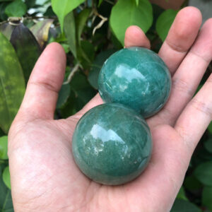 Cặp bi lăn tay đá thạch anh Xanh