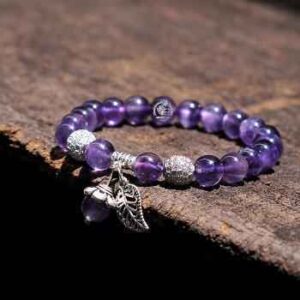 Vòng tay đá thạch anh tím Charm S925