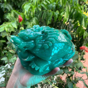 Long quy rùa đầu rồng đá thạch anh xanh
