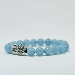 Vòng tay đá Aquamarine mix tỳ hưu bạc S925